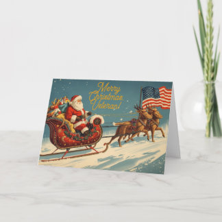 Veteraan Kerstmis Vintage Kerstman Patriottisch  Feestdagen Kaart