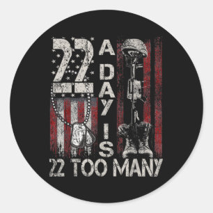 Veteraan Leeft Zelfmoord Bewustzijn PTSS Veteraan  Ronde Sticker
