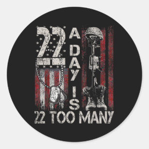 Veteraan Leeft Zelfmoord Bewustzijn PTSS Veteraan  Ronde Sticker