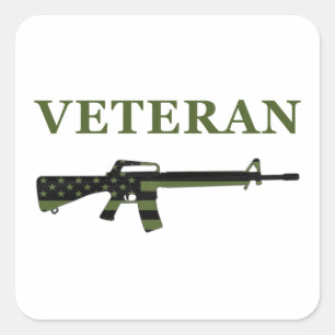 Veteraan M16-sticker ondergedompeld Vierkante Sticker