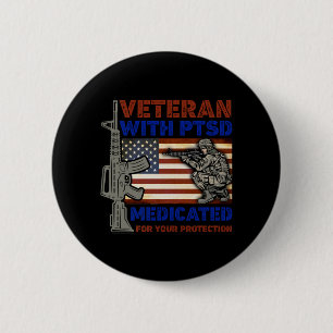 Veteraan met PTSD gemedicineerd voor uw beschermin Ronde Button 5,7 Cm