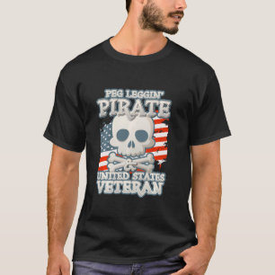 Veteraan Peg Leggin Pirate Skull T - shirts Mannen