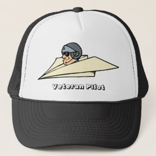Veteraan piloot Papier Vliegtuig Grappige Cartoon Trucker Pet