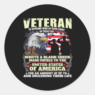Veteraan schreef blanco cheque militaire veteraan  ronde sticker