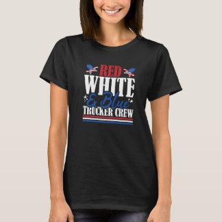Veteraan US Flag Red White & Blue Trucker Crew T-shirt