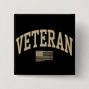 Veteraan Veteranen Dag VS Verenigde Staten Amerika Vierkante Button 5,1 Cm