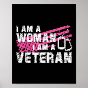 Veteraan Vrouw Roze Vlag Veteranen Dag Poster