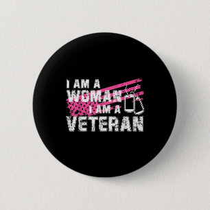 Veteraan Vrouw Roze Vlag Veteranen Dag Ronde Button 5,7 Cm