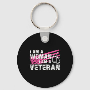 Veteraan Vrouw Roze Vlag Veteranen Dag Sleutelhanger