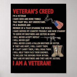 Veteraan's creed Ik ben een veteraan die nu klaar Poster
