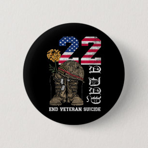 Veteran 22 A Day Take Their Lives End Veteran Suic Ronde Button 5,7 Cm