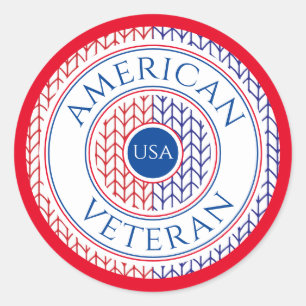 VÉTÉRAN AMÉRICAIN Stickers Rond / Rouge