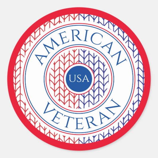 VÉTÉRAN AMÉRICAIN Stickers Rond / Rouge (Devant)