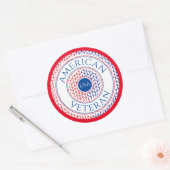 VÉTÉRAN AMÉRICAIN Stickers Rond / Rouge (Enveloppe)