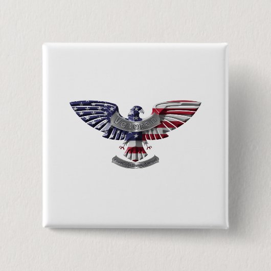 Veteran American Eagle "Proud to Served" Vierkante Button 5,1 Cm (Voorkant)