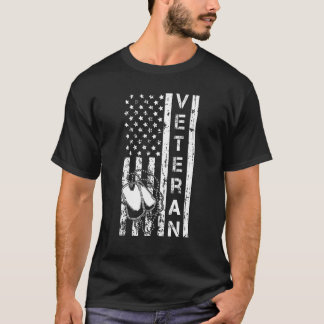 Veteran American Flag Dog Label Vaderdag Militar T-shirt