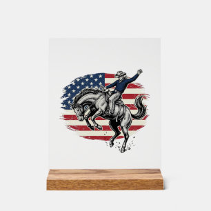 Vétéran Cow-boy de Rodéo Patriotique Cavalier de C