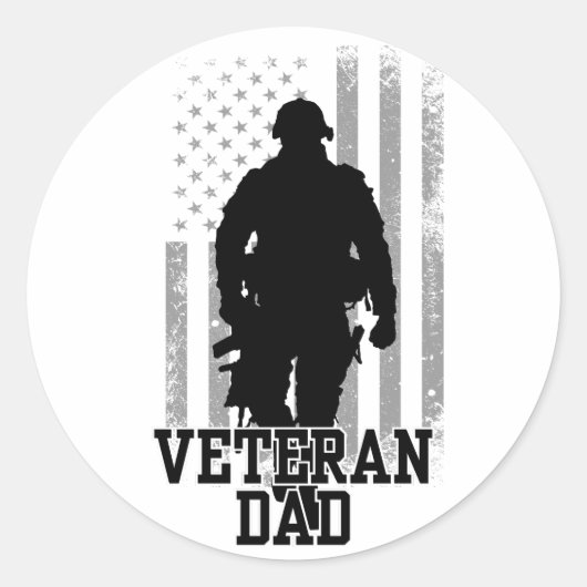 Veteran Dad Ronde Sticker (Voorkant)