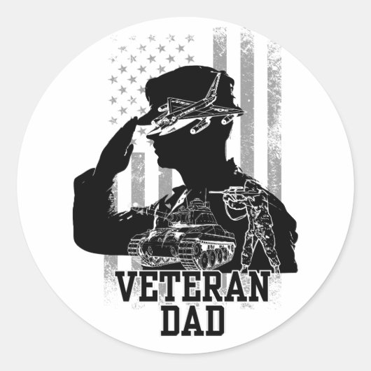 Veteran Dad Ronde Sticker (Voorkant)