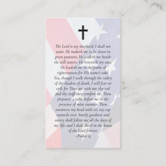 Veteran Flag Photo Memorial Prayer Kaart Contactkaartje (Achterkant)