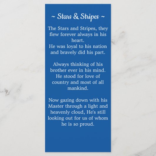 Veteran Funeral Bladwijzer Amerikaanse vlag (Achterkant)