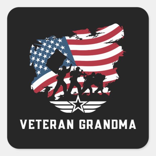 Veteran Grandma Vierkante Sticker (Voorkant)