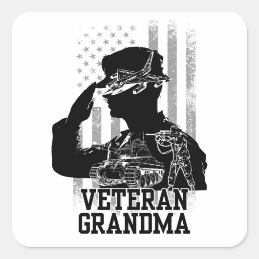 Veteran Grandma Vierkante Sticker (Voorkant)