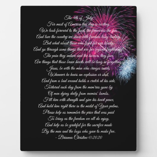 Veteran Poem Plaque (Devant)