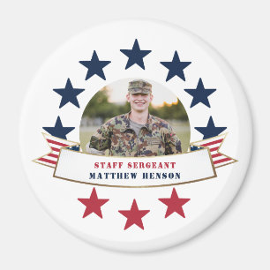 Veteran Service Photo Red White Blue Magnet Magneet