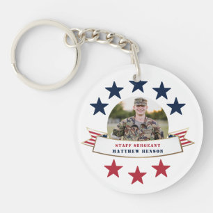 Veteran Service Photo Red White Blue Sleutelhanger