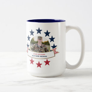 Veteran Service Photo Red White Blue Two-Tone Coff Tweekleurige Koffiemok