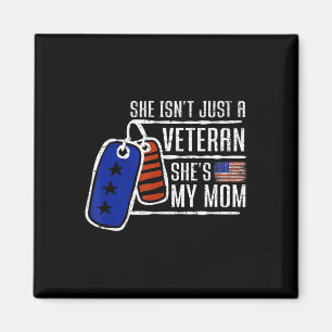 Veteran Ze is mijn moeder Vlag van Amerikaanse Vet Magneet