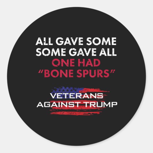 Veteranen Anti-Trump Draft Dodger Bone Spurs voor Ronde Sticker (Voorkant)