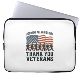 Veteranen Bedankt Patriottisch Militair Vlag T-shi Laptop Sleeve