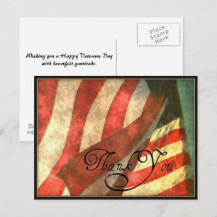 Veteranen Dag Amerikaanse Vlag Bedankt Ansichtkaar Briefkaart