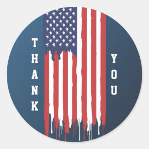 Veteranen Dag Amerikaanse Vlag Dank U Ronde Sticker