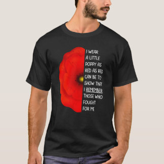 Veteranen Dag Lest We vergeten Rode Poppie Vloer V T-shirt