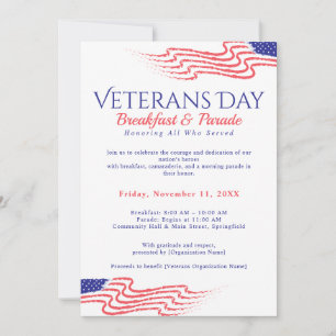 Veteranen Dag Ontbijt Parade Patriottisch Kaart
