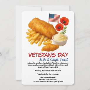 Veteranen Dag Vis en friet Feest Kaart