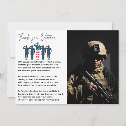 Veteranen, dank u | patriottische waardering bedankkaart (Voorkant)