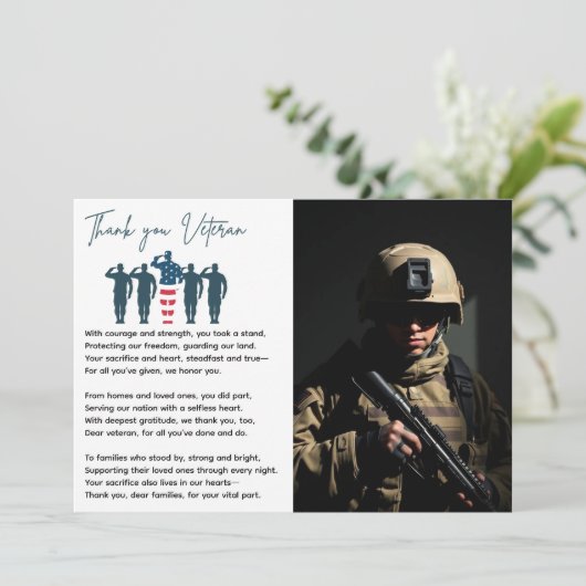 Veteranen, dank u | patriottische waardering bedankkaart (Staand voorkant)