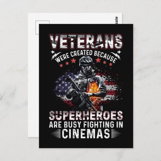 Veteranen omdat superhelden bezig zijn in Cinemas Briefkaart (Voorkant / Achterkant)