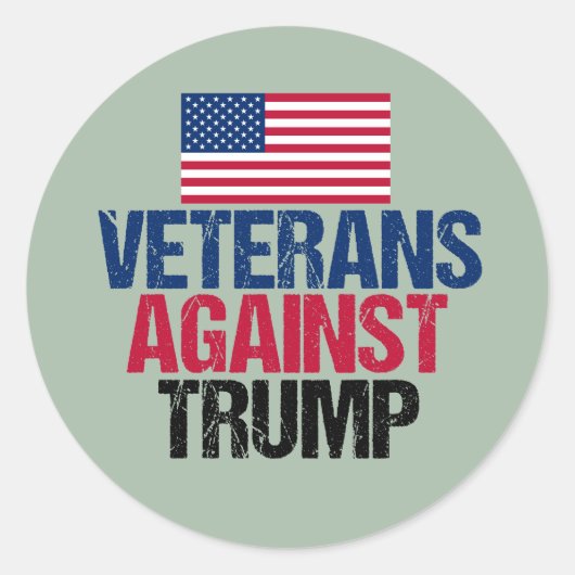Veteranen tegen Trump Ronde Sticker (Voorkant)
