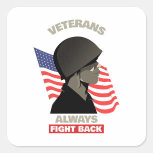 Veteranen vechten altijd terug vierkante sticker
