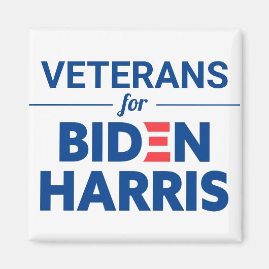 Veteranen voor Biden Harris Custom Text White Magneet (Voorkant)