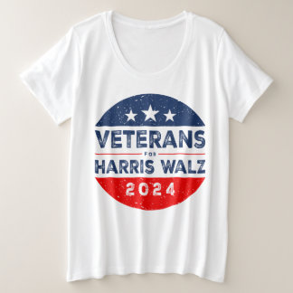 Veteranen voor Harris 2024 Kamala Harris Tim Walz Grote Maat T-shirt