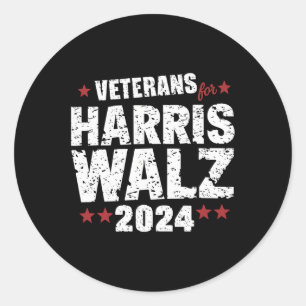 Veteranen voor Harris Waltz 2024 Ronde Sticker