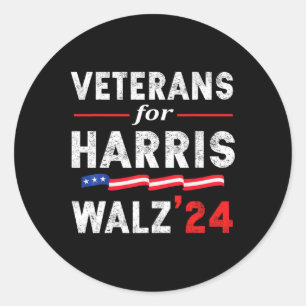 Veteranen voor Harris Waltz 2024 Verkiezingsstem B Ronde Sticker