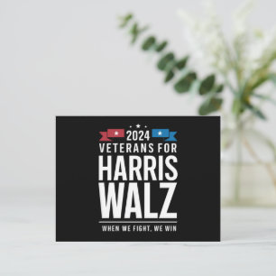 Veteranen voor Harris Walz 2024 Presidential Briefkaart