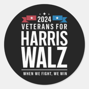 Veteranen voor Harris Walz 2024 Presidential Ronde Sticker